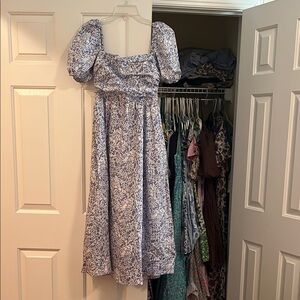 Elegant Blue Floral Dress